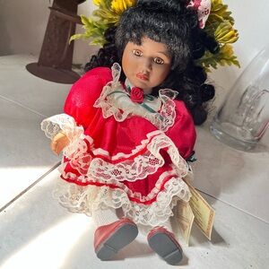 Classic Red Doll with Lace Dress